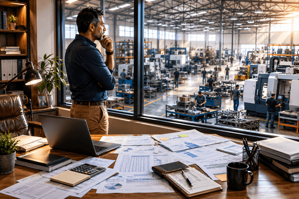 Empresário analisando dívidas antes de decidir encerrar empresa com CNPJ ativo em 2026