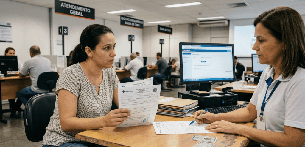 Pessoa com CNPJ aberto analisando documentos para pedir seguro-desemprego em 2026